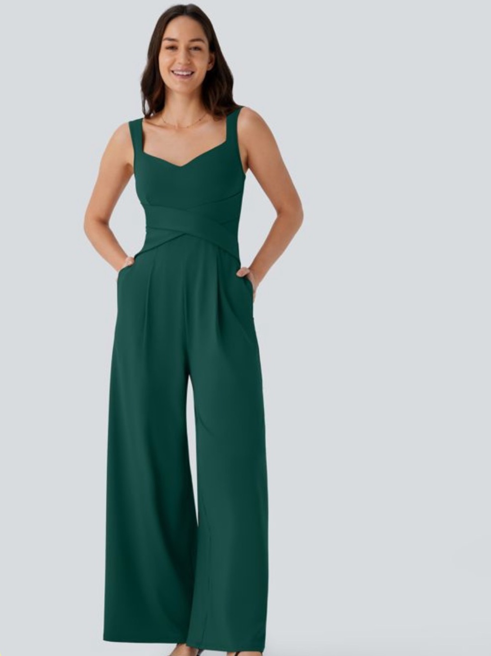 Halara- Back Sleeveless Casual Jumpsuit with Pockets